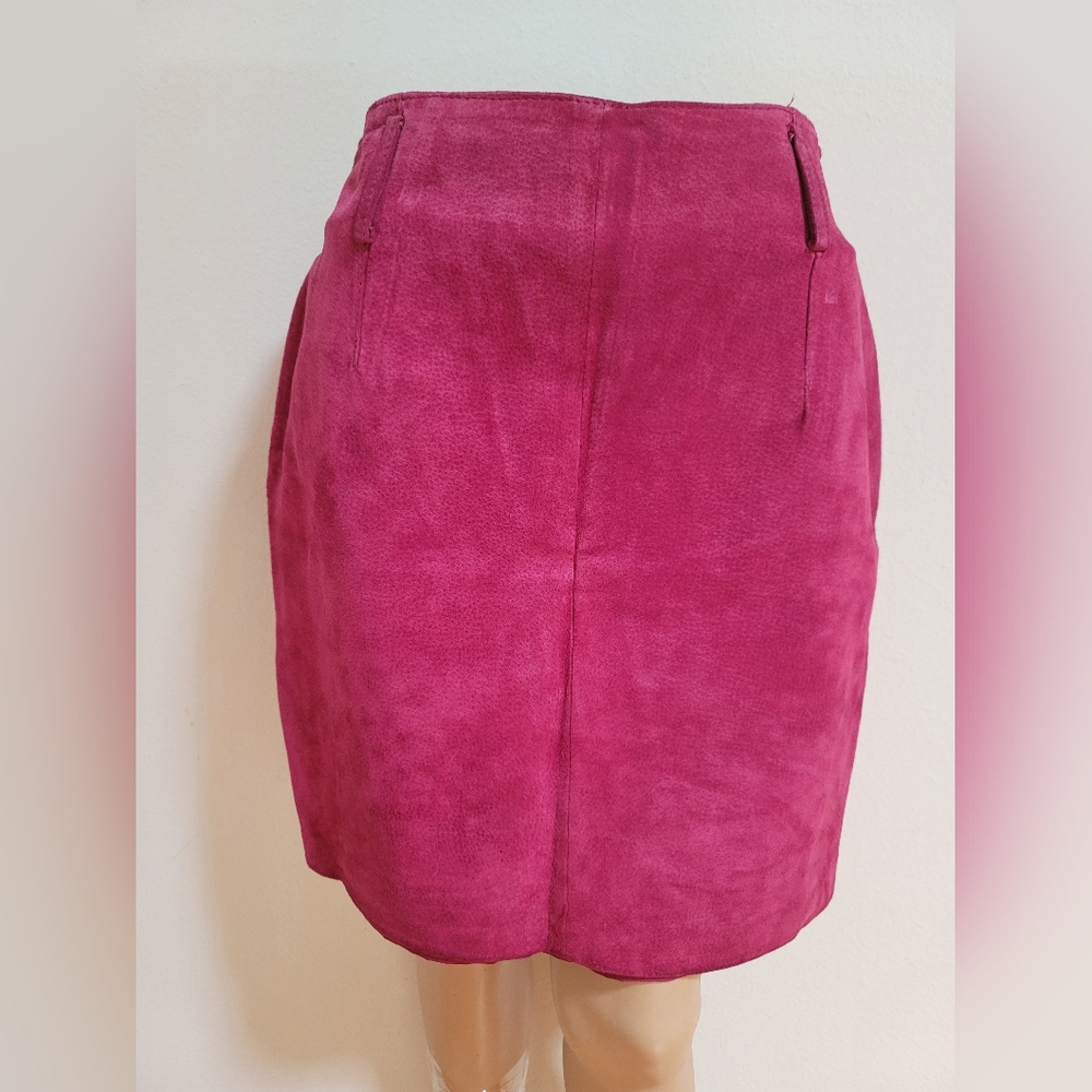 Vintage Express Maroon Suede Skirt - Picture 2 of 11